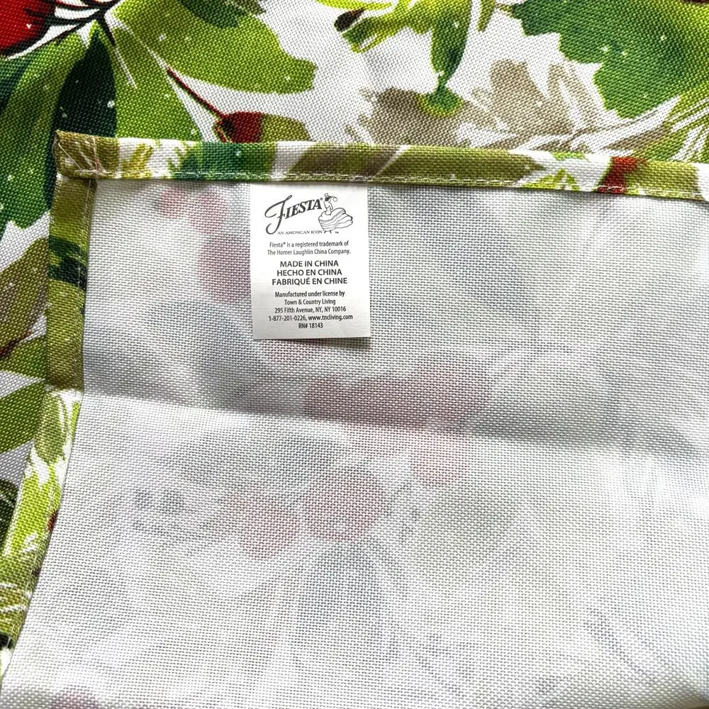 Fiesta Easy Care Tablecloth Red Berries & Greenery Buffet Cloth Long Rectangle